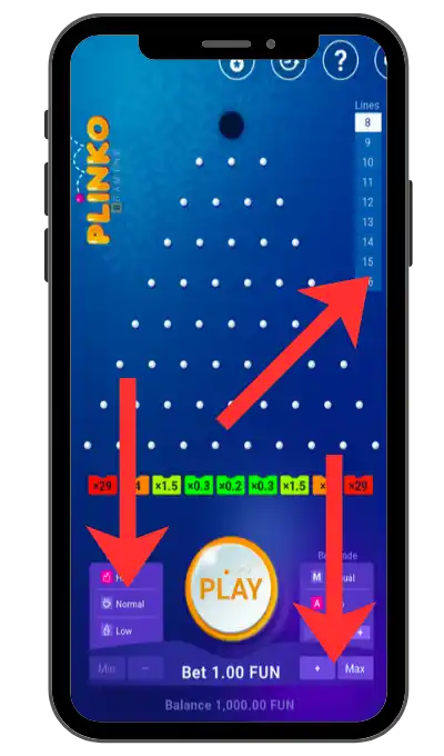 Select the number of rows for the ball to fall through